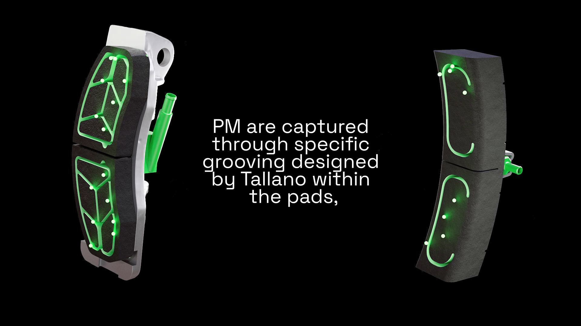 Explanatory image of our innovative grooves on brake pads